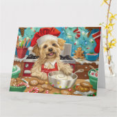Dandie Dinmont Terrier Vakantie Bakken: Kerstmis Kaart (Gele Bloem)