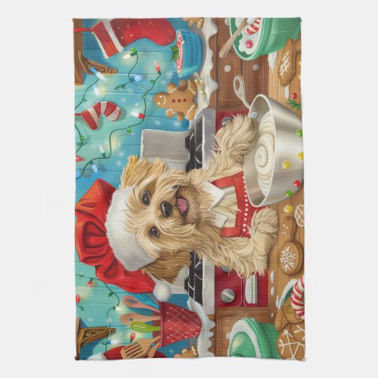 Dandie Dinmont Terrier Vakantie Bakken: Kerstmis Theedoek (Verticaal)