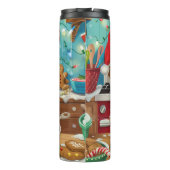 Dandie Dinmont Terrier Vakantie Bakken: Kerstmis Thermosbeker (Achterkant)