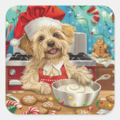 Dandie Dinmont Terrier Vakantie Bakken: Kerstmis Vierkante Sticker (Voorkant)