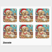 Dandie Dinmont Terrier Vakantie Bakken: Kerstmis Vierkante Sticker (Vel)