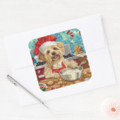 Dandie Dinmont Terrier Vakantie Bakken: Kerstmis Vierkante Sticker (Envelop)