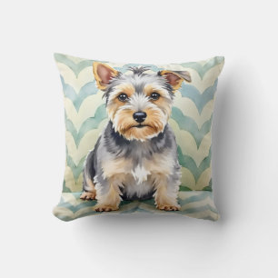 Dandie Dinmont Terrier Watercolor Schelp Laag Kussen