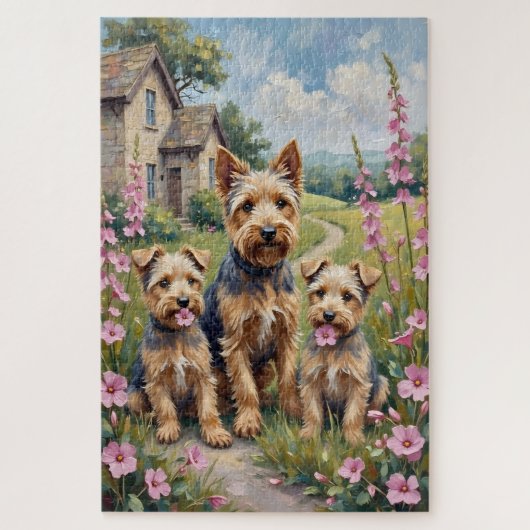 Dandie Dinmont Vingerhoedskruid Weide Kunst Legpuzzel (Verticaal)