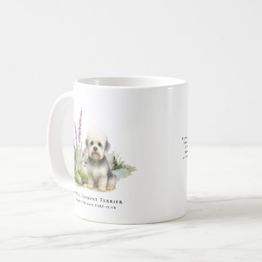 Dandie Dinmont | Watercolor Dog & Breed Quote Koffiemok (Voorkant links)