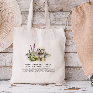 Dandie Dinmont Waterverf Hondenras Quote Tote Bag