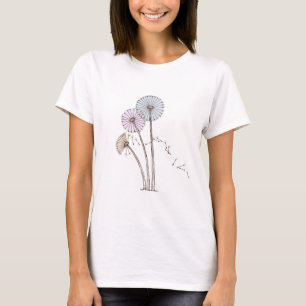 Dandilion Clocks roze Blauw en Cream T-shirt