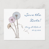 Dandilion Klokken Roze Blauw Crème Save the Date Aankondigingskaart (Voorkant)