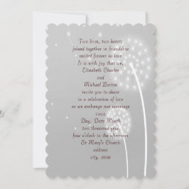 Dandilion Puffs, grijs, stijlvol, bruiloft uitnodi Kaart