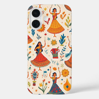 Dandiya Nights Seamless Pattern – Indiaas festival iPhone 16 Hoesje
