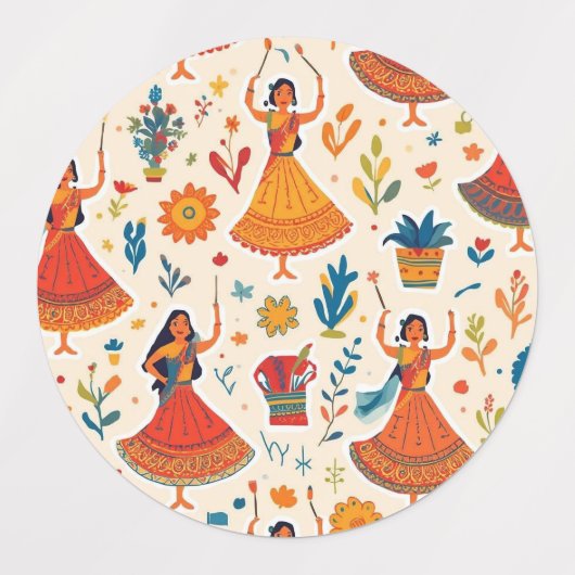 Dandiya Nights Seamless Pattern – Indiaas festival Labels (Design 1)