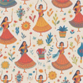 Dandiya Nights Seamless Pattern – Indiaas festival Sticker (Voorkant)