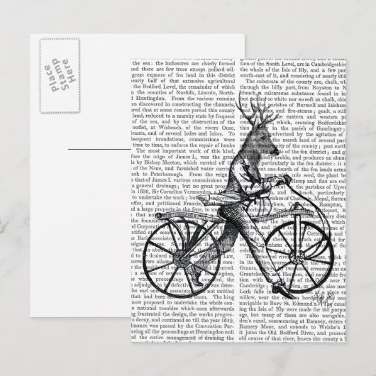 Dandy Deer op de  fiets Briefkaart (Voorkant / Achterkant)