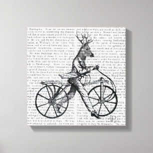 Dandy Deer op de  fiets Canvas Afdruk
