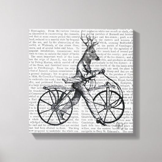 Dandy Deer op de  fiets Canvas Afdruk (Voorkant)