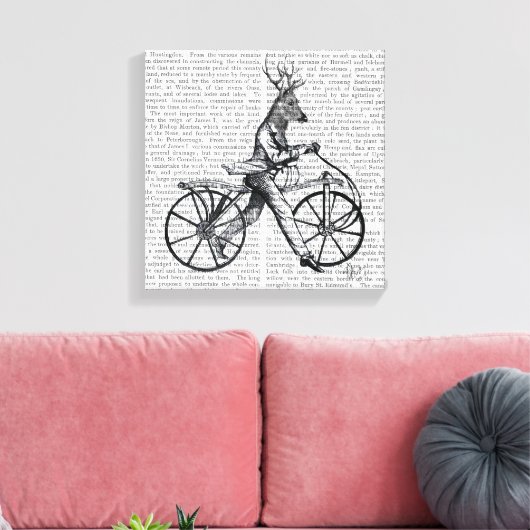 Dandy Deer op de fiets Canvas Afdruk (Insitu (Woonkamer))