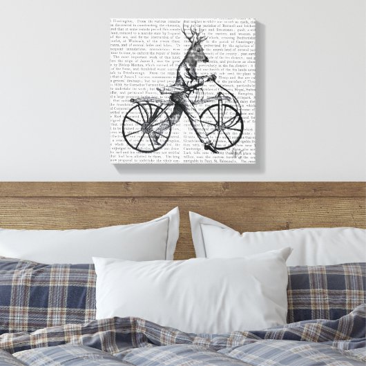 Dandy Deer op de  fiets Canvas Afdruk (Insitu (Slaapkamer))