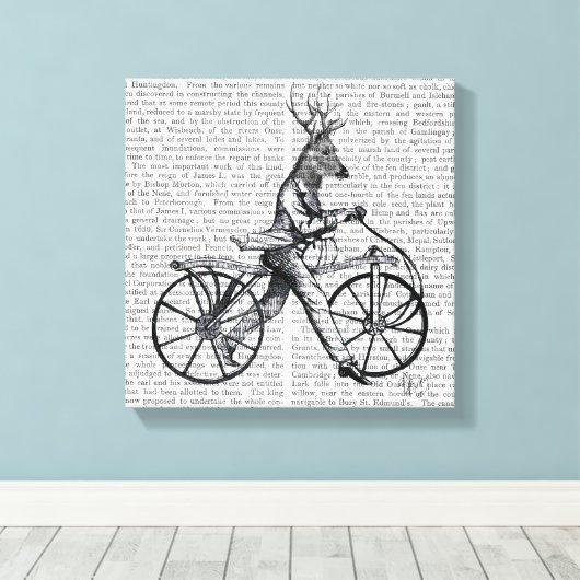 Dandy Deer op de  fiets Canvas Afdruk (Insitu (Houten vloer))