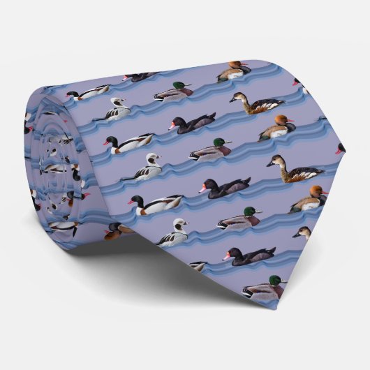Dandy Ducks Tie Dubbelzijdig Design (Lila) Stropdas (Opgerold)