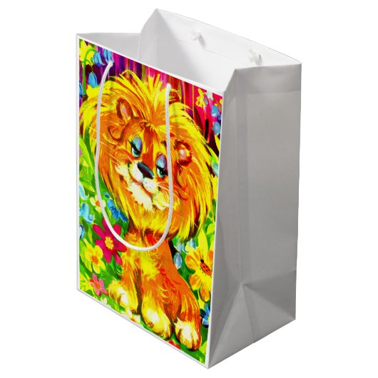 dandy lion print medium cadeauzakje (Achterkant Gekanteld)
