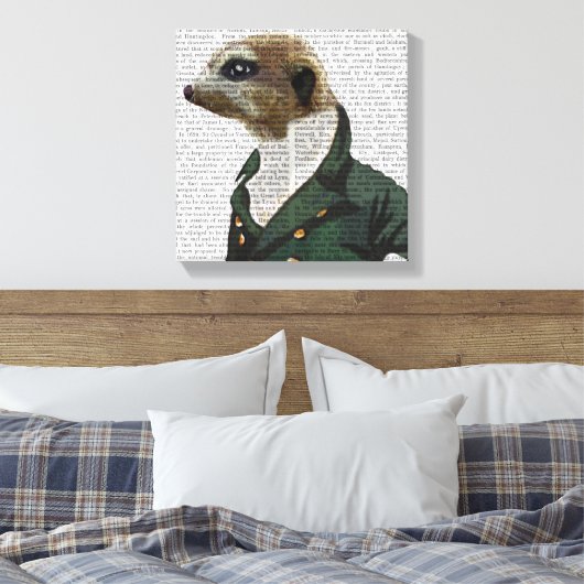 Dandy Meerkat Portrait Canvas Afdruk (Insitu (Slaapkamer))