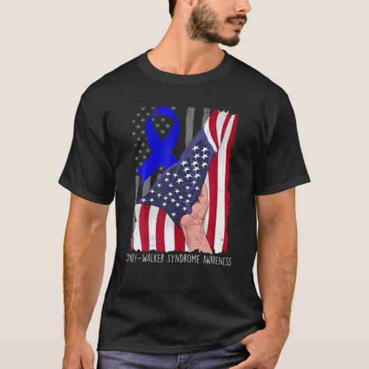 Dandy-Walker Syndrome Awareness American Flag Blue T-shirt (Voorkant)