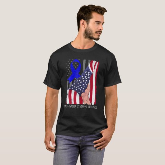 Dandy-Walker Syndrome Awareness American Flag Blue T-shirt (Voorkant volledig)