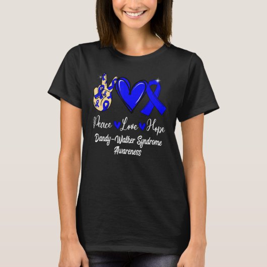 Dandy Walker Syndrome Awareness Peace Love Hope Bl T-shirt (Voorkant)