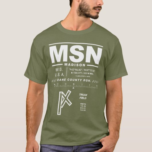 Dane County Regionale Luchthaven MSN T-shirt (Voorkant)