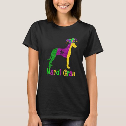 Dane Dog Lover Mardi Gras Carnival Jester Premium T-shirt (Voorkant)