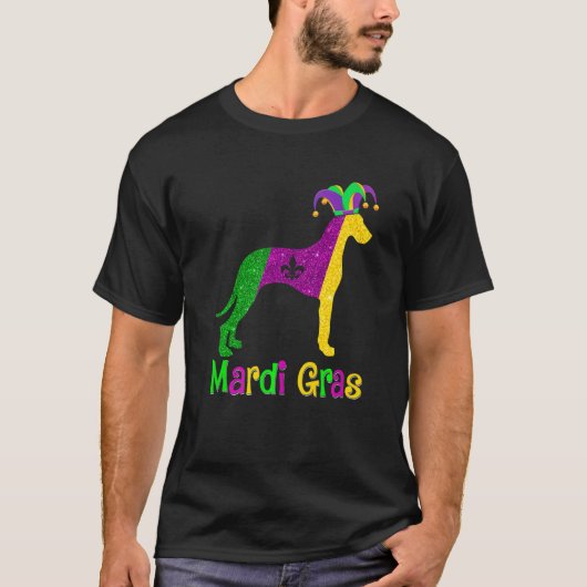 Dane Dog Lover Mardi Gras Carnival Jester Premium T-shirt (Voorkant)