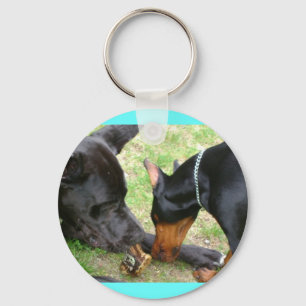 Dane en Doberman Friendship Sleutelhanger