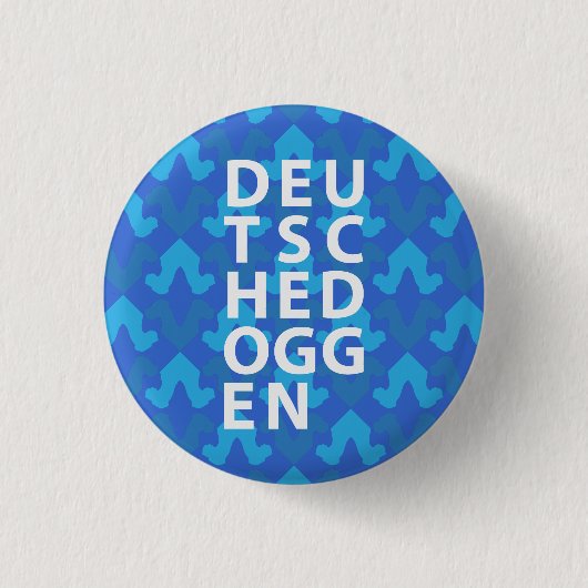 Dane Pattern Hoofd Blauw Ronde Button 3,2 Cm (Voorkant)