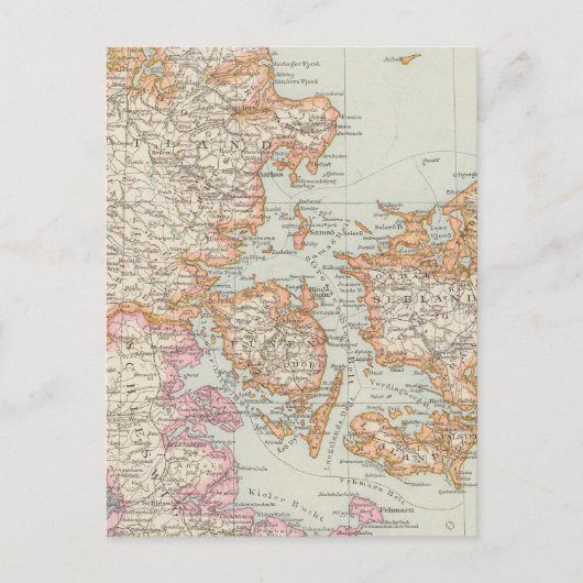 Danemark - Denemarken Map Briefkaart (Voorkant)