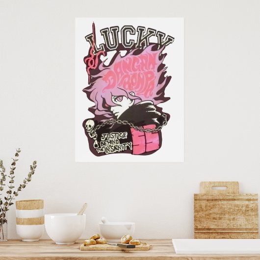 Danganronpa 2 Ultimate Lucky Nagito Komaeda Pink Poster (Keuken)