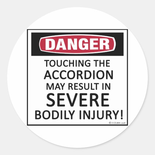 Danger Accordion Ronde Sticker (Voorkant)