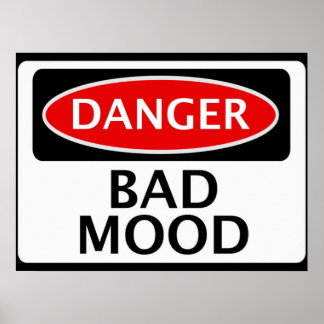 DANGER BAD MOOD FAKE FUNNY SAFETY SIGNAGE POSTER