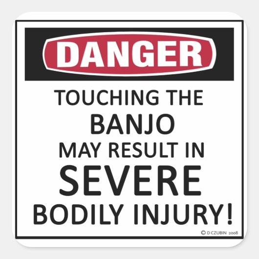 Danger Banjo Vierkante Sticker (Voorkant)