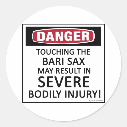 Danger Bari Sax Ronde Sticker (Voorkant)