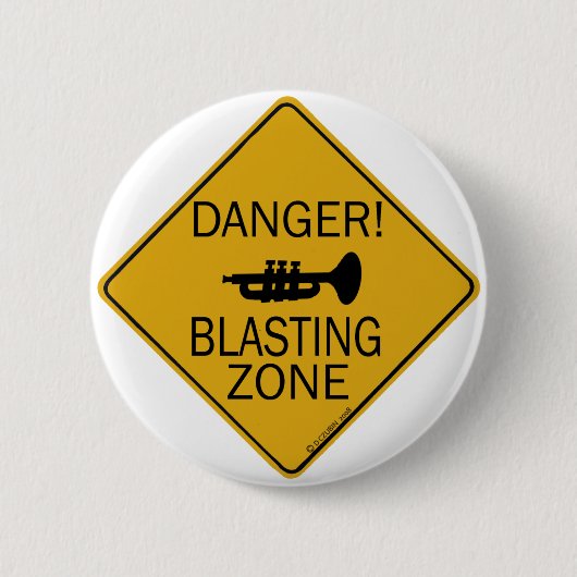 Danger Blasting Zone Ronde Button 5,7 Cm (Voorkant)