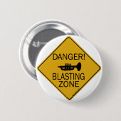 Danger Blasting Zone Ronde Button 5,7 Cm (Voorkant /achterkant)
