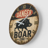 Danger Boar Zone Funny Wild Boar Hunter Gift Grote Klok (Hoek)
