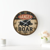 Danger Boar Zone Funny Wild Boar Hunter Gift Grote Klok (Huis)
