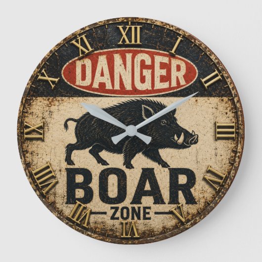 Danger Boar Zone Funny Wild Boar Hunter Gift Grote Klok (Voorkant)