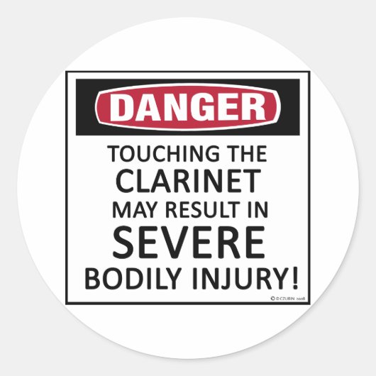 Danger Clarinet Ronde Sticker (Voorkant)
