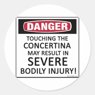 Danger Concertina Ronde Sticker