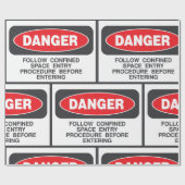 Danger Confined Space Entry Safety Warning Cadeaupapier (Vlak)