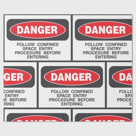 Danger Confined Space Entry Safety Warning Cadeaupapier (Vlak)