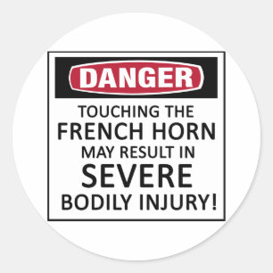 Danger French Horn Ronde Sticker
