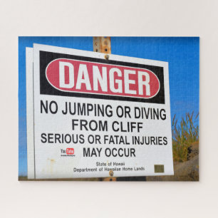 DANGER - Geen Cliff Diving - Hawaii - 16x20 - 520  Legpuzzel